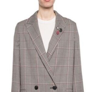 All Saints Helei Check Women's Plaid Double-Breasted Jacket